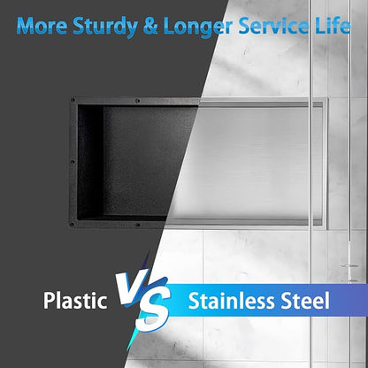 Shower Niche, Stainless Steel Elegant Bathroom Niche, No Tile Needed Recessed Shower Shelf Organizer for Storage