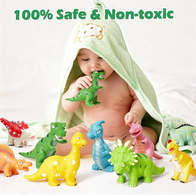 Dinosaur Bath Toys for Toddler Kids: No Hole Mold Free Bathtub Toys
