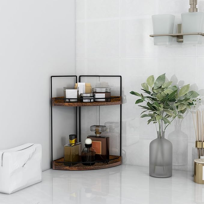 Dorhors 2-Tier Bathroom Counter Organizer,Vanity Counter Corner Shelf, Skincare, Wood Countertop Bathroom Storage and Organization for Kitchen