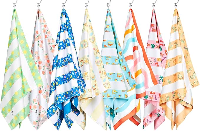 Dock & Bay Beach Towel - Quick Dry, Sand Free - Compact, Lightweight - 100% Recycled - Includes Bag - Kids - Bike Bike Baby, Medium (130x70cm, 51x27)