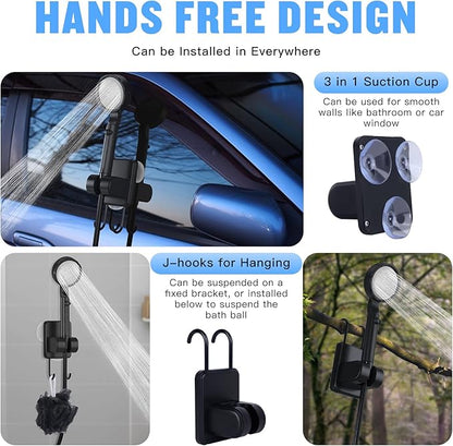 Portable Shower for Camping, [Upgraded] 10000mAh Rechargeable Camping Shower with 5 Adjustable Speeds,Premium LED Display, IPX8 Waterproof Outdoor Shower Kit for Hiking, Car, Pet, Travel