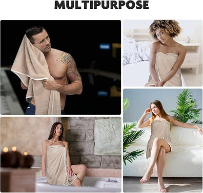 KinHwa Microfiber Bath Towel Large Bathroom Towel Absorbent Shower Towels Soft Bath Towels Large Size for Women Men Ideal for Spa, Swimming, Pool Beige 2 Pack 30inch x 60inch