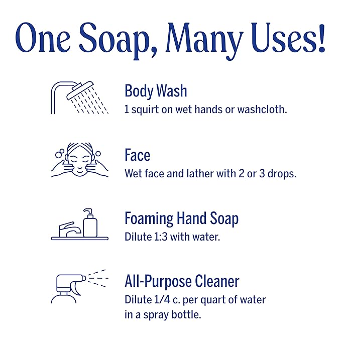 Dr. Bronner's Pure-Castile Magic Liquid Soap - Made with Regenerative Organic Certified Oils - 18-in-1 Uses for Face, Body, Hand Gentle on Baby & Sensitive Skin Body Wash Unscented,32oz