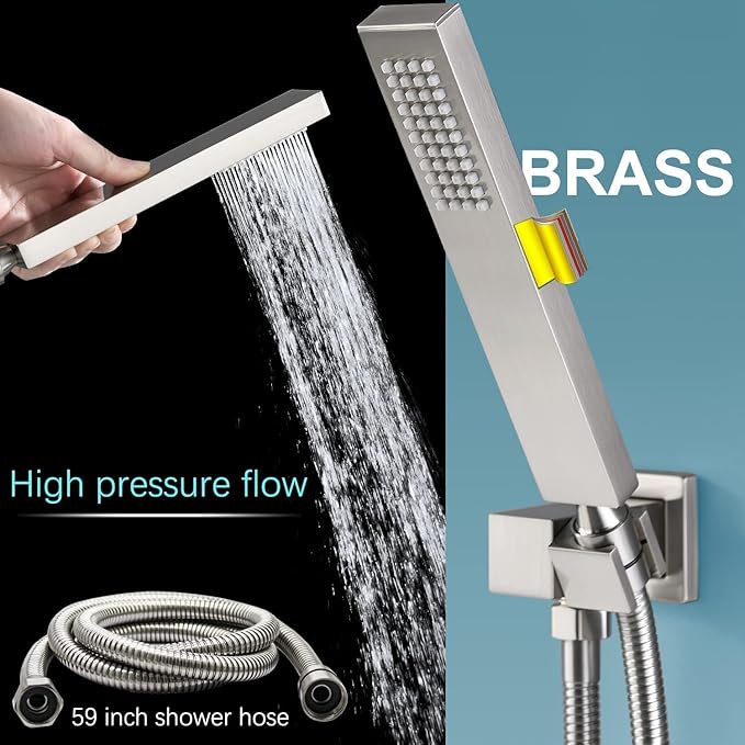 Shower System Brushed Nickel Shower Faucet Set 12 Inch Ceiling Mounted Full Body Shower System with Body Jets, Handheld Spray, Digital Temperature Display Shower Valve
