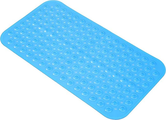 Anti-Slip Bathtub Shower mat, 27.5×14.5（Approximately 70×37cm） inch Soft Oversized Machine Washable Non-Slip Bathtub mat with Drainage Holes, Bathroom Floor Suction Cup.（1-Clear Blue）