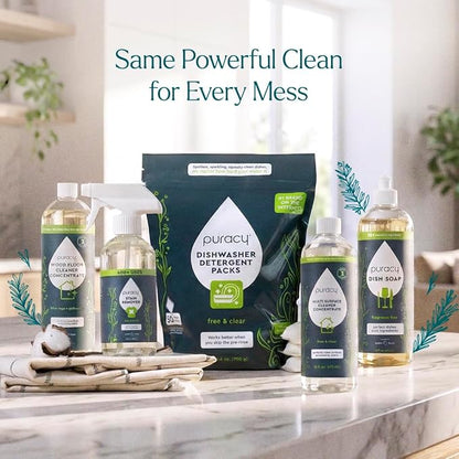 Puracy Wood Floor Cleaner Concentrate - pH Neutral Plant-Powered Hardwood & Wooden Floor Cleaner - Residue-Free Non-Sticky Cleaning Solution As Seen on TikTok (Blue Sage & Driftwood, 16 fl oz)