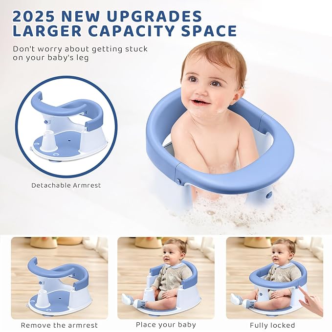 Baby Bath Seat, Infant/Toddler Sit Up Bathtub Seat for 6-12-24 Months, Baby Bath Essentials, Great Shower Gifts for Newborn and New Mothers
