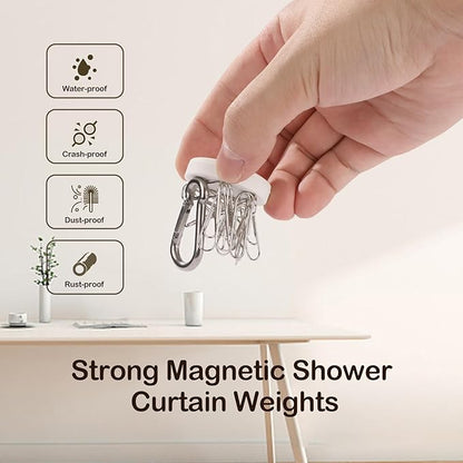 8 Pack Shower Curtain Weights, Rubber Covered Magnetic Curtain Weights, Shower Magnets for Curtain Liner Prevent from Blowing Around, Work for Drapery, Flag, Tablecloth (4 Pairs)