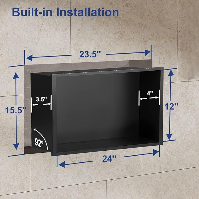 Shower Niche, Stainless Steel Elegant Bathroom Niche, No Tile Needed Recessed Shower Shelf Organizer for Storage