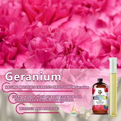 Geranium Essential Oil (16 oz / 480 ml) – Geranium Oils for diffusers, humidifiers, Home Baths, Cleaning Products, Yoga, DIY Soaps and DIY Scented Candles
