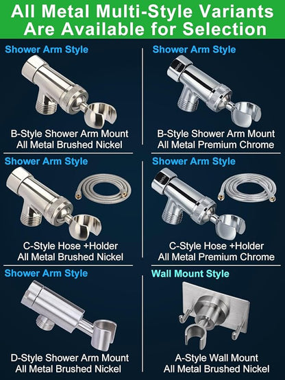 YUHX All Metal Shower Head Holder and Hose Stainless Steel Extra Long 6 ft,Adjustable Handheld Shower Arm Bracket,Premium Chrome