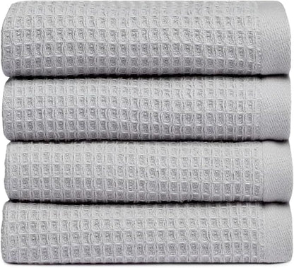 Cozy Earth Waffle Washcloths - 60% Cotton 40% Viscose from Bamboo Washcloths 13 x 13 Inches - Soft & Absorbent Terry, Reversible Mini Textured Waffle & Weave Pattern - 4 Pack