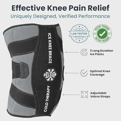 Knee Ice Pack Wrap (1 Pack) - Adjustable Ice Pack for Knees Surgery, Replacement, Arthritis Pain, ACL, Sports Injuries, Post Surgery, for Long Duration - 1 Pack (Black)