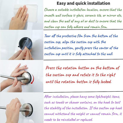 DGYB Adjustable Suction Cup Towel Bar for Bathroom 14 Inch ~ 27 Inch Set of 2 Brushed Nickel Towel Rack Stainless Steel Bath Towel Holder for Glass Shower Door