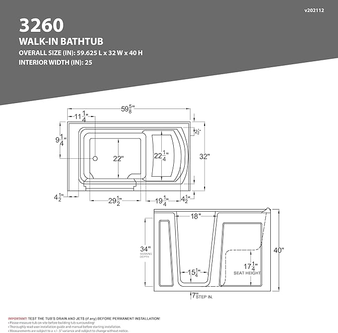 ANZZI Tubs Series Wide Opening Door Right Drain Quick Fill Walk-In Soaking Tub in White Finish 32 in. x 60 in. | AMZ3260RWS