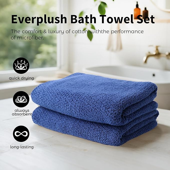 Everplush Diamond Collection 6-Piece Bath Sheet Towel Set, Soft Plush Jacquard Luxury Bath Towels,Highly Absorbent & Fast-Drying Luxury Towels Sets for Bathroom,Shower, or Spa (Navy, Bath Sheet 6PK)