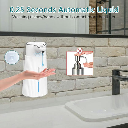 Automatic Liquid Soap Dispenser, 10.5oz/400ML Adjustable Wall Mount Touchless Soap Dispenser Waterproof for Bathroom Kitchen, USB C Rechargeable with Intelligent Infrared Sensor