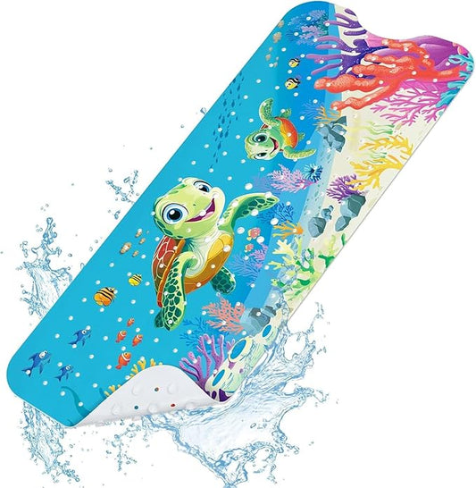 SHUCHING Baby Bath Mat for Tub Non Slip-40 X 16 Inch, Extra Long Kids Bathtub Mat Non Slip, Toddler Shower Mat for Bathroom, Sea Turtle