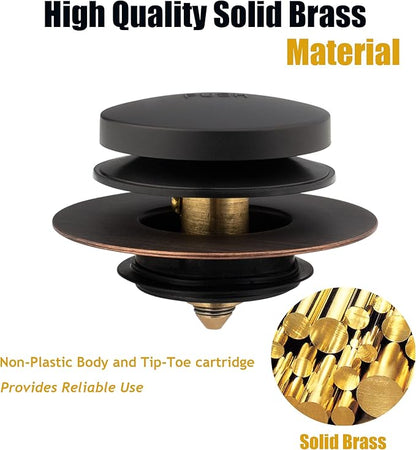 Artiwell Universal Tip Toe Bath Drain Stopper and Cover, Bathtub Drain Stopper, Replaces Lift and Turn, Tip-Toe and Trip Lever drains for Tub, EZ Installation and Clearing (Oil Rubbed Bronze)