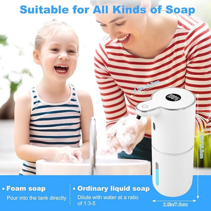 Automatic Soap Dispenser Touchless, Rechargeable Foaming Hand Soap Dispenser with 6 Adjustable Levels & Waterproof Design | Hands-Free Dispenser for Bathroom, Kitchen, Dishwashing & Shower