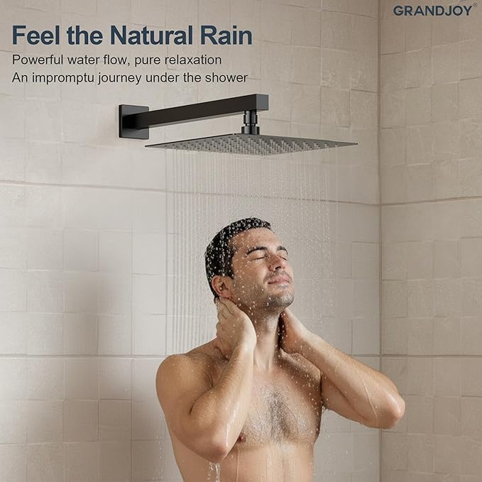 Matte Black 10 Inch Rainfall Shower System with Handheld Spray & Adjustable Slide Bar, Wall Mount Bathroom Shower Faucet Set, Valve Included