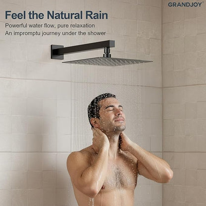 Matte Black 10 Inch Rainfall Shower System with Handheld Spray & Adjustable Slide Bar, Wall Mount Bathroom Shower Faucet Set, Valve Included