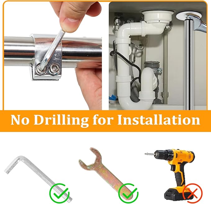 Undermount Sink Brackets, Stainless Steel Adjustable Sink Legs Installation and Repair Kit Support System with Waterproof Gloves for Kitchen, Bathroom(16.1-28.7inches)
