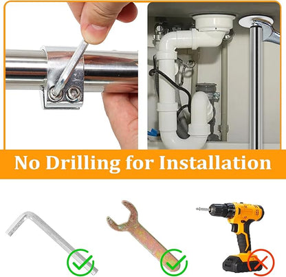 Undermount Sink Brackets, Stainless Steel Adjustable Sink Legs Installation and Repair Kit Support System with Waterproof Gloves for Kitchen, Bathroom(16.1-28.7inches)