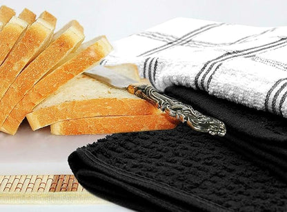 DAN RIVER Premium Dish Cloth 100% Cotton 12 X 12 Inches |Pack of 8|-Ultra Soft Tea Towels-Highly Absorbent Kitchen Rags-Terry Dishcloth for Kitchen and Household Cleaning |Black|