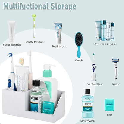 Diatomite Toothbrush Holders for Bathrooms, Quick Dry Electric Tooth Brush and Toothpaste Organizer Bathroom Accessories for Countertop, Vanity, Sink - Light Grey