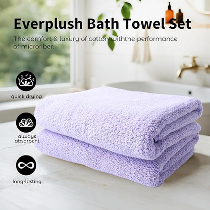 Everplush Diamond Collection 6-Piece Bath Sheet Set, Soft Plush Jacquard Luxury Bath Towels,Highly Absorbent & Fast-Drying Luxury Towels Sets for Bathroom,Shower, or Spa (Lavender, Bath Sheet 6PK)
