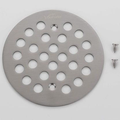 4-1/4Inch（108mm Screw-in Shower Strainer Drain Cover Replacement Floor Strainer Floor Drain (Brushed Nickel)