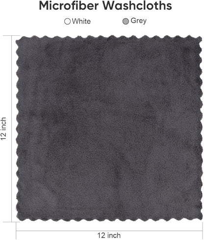 Orighty Washcloths 48 Pack, Ultra Soft Face Cloths 12 x 12 inch, Absorbent & Quick Drying Coral Velvet Washcloth Bulk, Multi-Purpose Face Cloth for Household, Cleansing and Sport (Grey)