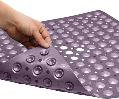 ENKOSI Square Non-Slip Shower Mat – 21" x 21" Anti-Slip Shower Stall Mat with Suction Cups & Drain Holes – Purple Bathroom Shower Mat (21x21 Purple)
