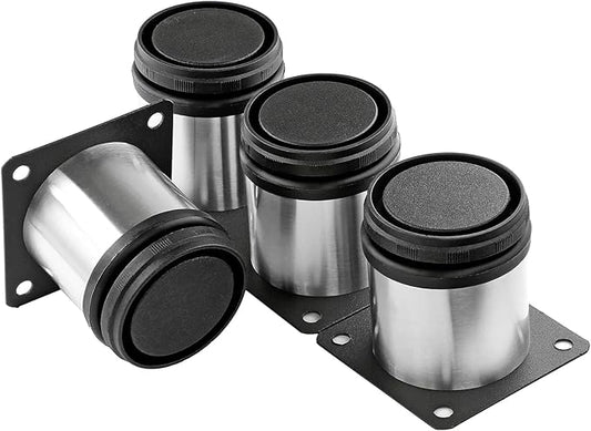 2.5 Inch Metal Furniture Legs Stainless Steel Adjustable Legs Silver Table Legs Round Cabinet Legs for Coffee Table Cabinet Desk Sofa Shelves, Pack of 4