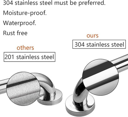 Shower Grab Bar, 2 Pack 12 Inch Bathroom Grab Bar, 304 Stainless Steel 1.25" Diameter Anti-Slip Handicap Grab Bar Support Shower Rail Senior Handrail Shower Safety Bar Handle
