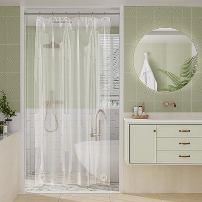 Amazer Stall Shower Curtain Liner, 36x72 Plastic Clear Shower Liner PEVA Medium Weight Inside Shower Curtains for Bathroom with Rustproof Grommets