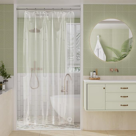 Amazer Stall Shower Curtain Liner, 36x72 Plastic Clear Shower Liner PEVA Medium Weight Inside Shower Curtains for Bathroom with Rustproof Grommets