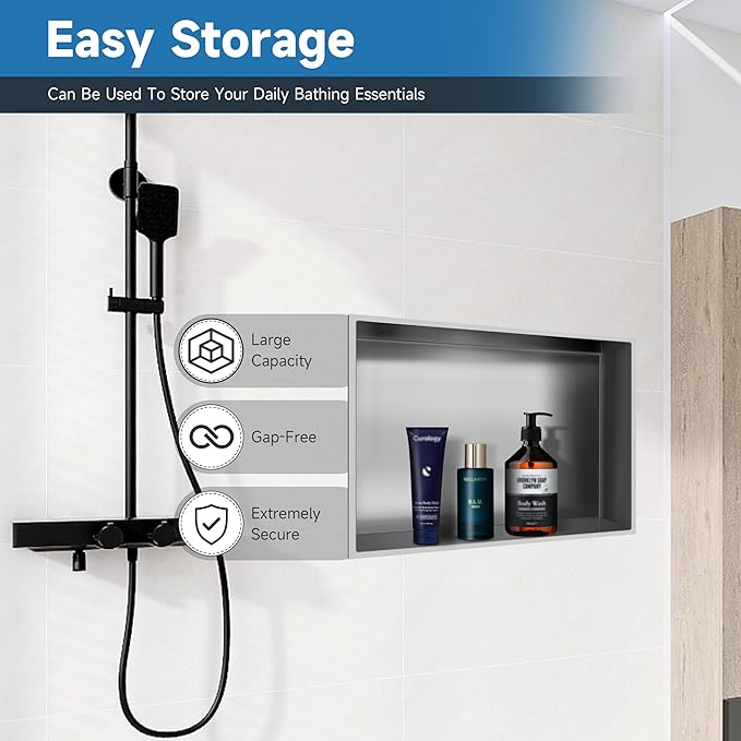 18" X 12" Shower Niche Insert Tile Ready, Niche for Shower Wall, Stainless Steel Recessed Shelf No Tile Needed for Bathroom Storage, Brushed Nickel