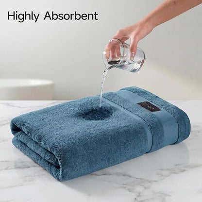 REDKISS Large Bath Towels Set 2 Piece, 100% Cotton, 31x63 in,Heavyweight 760G, Highly Absorbent & Quick Dry, Super Soft Luxury Shower Towels for Bathroom,Hotel Collection - Blue