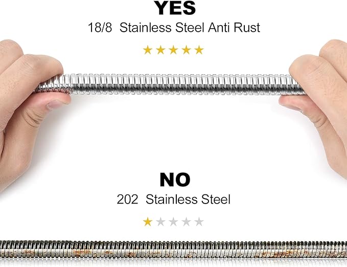 Shower Hose Extra Long 90 Inches Brushed Chrome Handheld Shower Head Hose with Brass Insert and Nut - Lightweight and Flexible