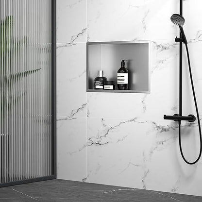 Stainless Steel Shower Niche 18" X 12" Brushed No Tile Needed Niche Shower Recessed Wall Horizontal Niches for Bathroom Storage Over Mount Installation