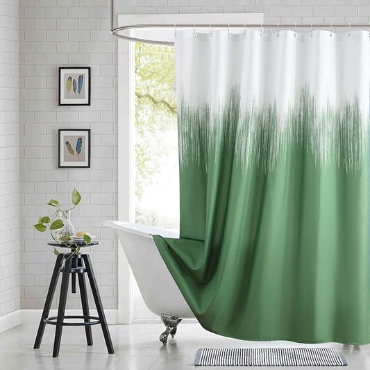 Stall Fabric Shower Curtain, Green and White Ombre Shower Curtains for Bathroom, Modern Decorative Bathroom Curtains, 54" W x 72" H
