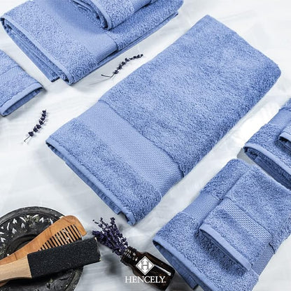 Hencely Bath Sheet Set of 2 - (35x64 Inches) - Luxury Extra Large Oversized Towels, 100% Cotton - Quick Dry, Highly Absorbent, Super Soft - Ideal for Spa, Hotel, Bathroom - (Bath Sheets 2 Pack, Blue)