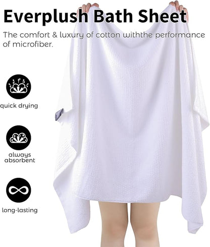 Everplush Diamond Collection Extra Large Bath Sheet Towel – 1 PK, Super Soft & Highly Absorbent, Quick-Drying & Oversized. Perfect for Bathroom, Pool, Swimming Use(White, 35" x 66" 1PK)