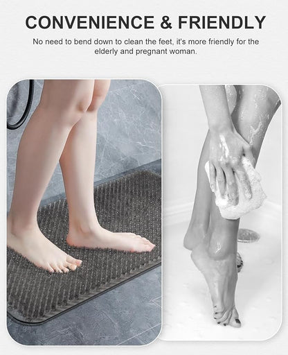 OTHWAY Non Slip Grassy Bathtub Mat : 27.5X15.7 inches Sturdy But Soft Bath Mat_Quick Drain Shower Floor Mat with Soft Bristles for Scrubbing Feet (Dark Grey)