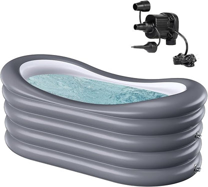 BINYUAN Inflatable Bathtub for Adults - Portable Collapsible Spa Tub with Electric Pump, Hot & Ice Bath Design, Foldable for 1-2 People, Durable PVC - Easy Inflate