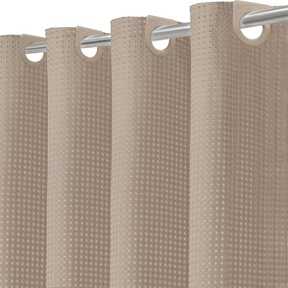 Inhousolu No Hook Waffle Weave Shower Curtain with Removable Snap in Fabric Liner Set for Bathroom, 230 GSM Heavy Duty Weighted Hem, Water Repellent Washable Bath Curtains, 72 x 84 Inch, Beige
