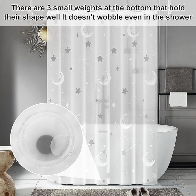 PEVA Shower Curtain, 72 x 72 Water Repellent Premium Bathroom Shower Curtain with 3 Magnetic Weights for Shower Stall, Bathtubs (Galaxy)