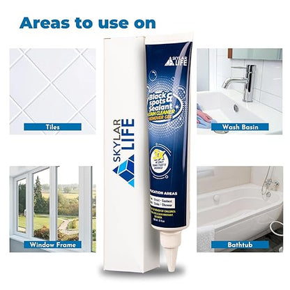 Skylarlife Home Tiles and Sealant, Rubber Stain Whitnener Gel Apply on Silicone Caulk for Bathroom, Kitchen, Joint Sealant, Rubber